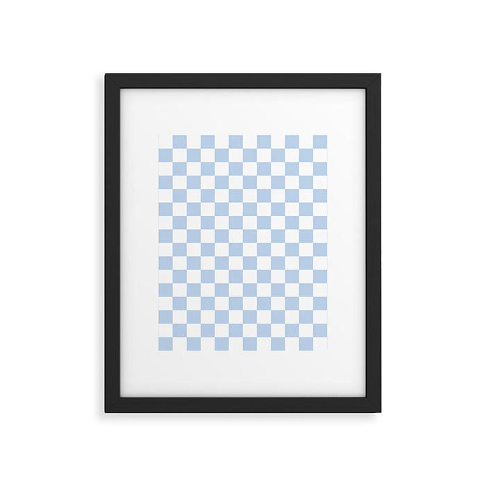 Checkerboard Mini Check Pattern in Baby Blue and White Framed Art Print Gallery Image 1
