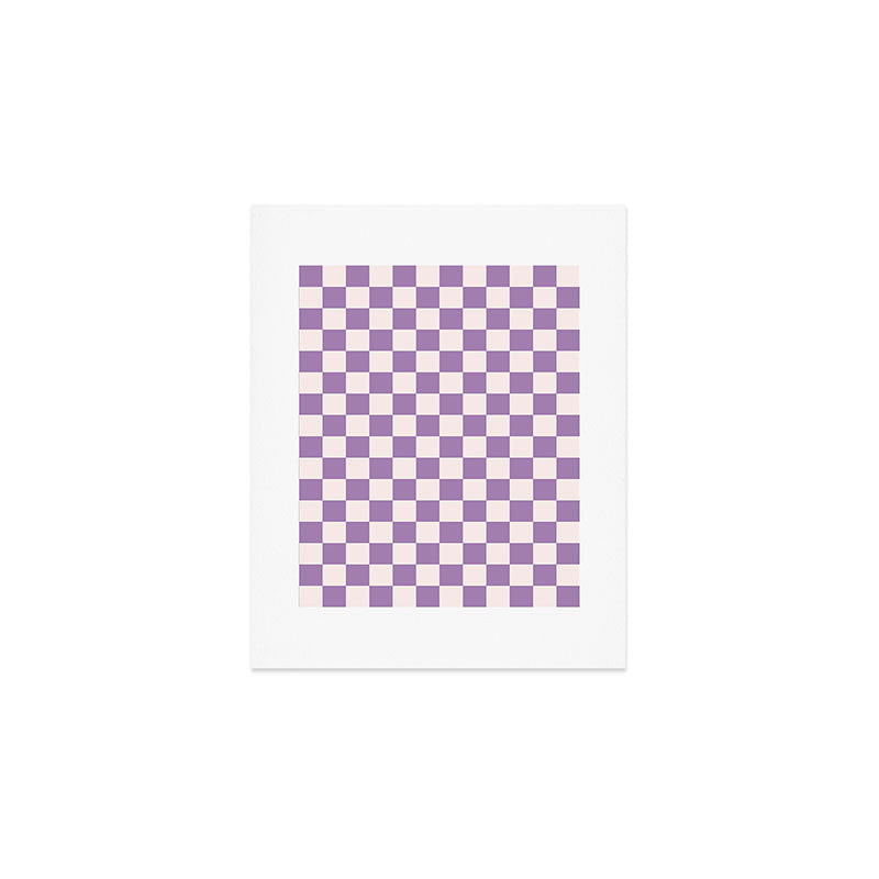 Checkerboard Mini Check Pattern in Light Purple  Art Print Gallery Image 1