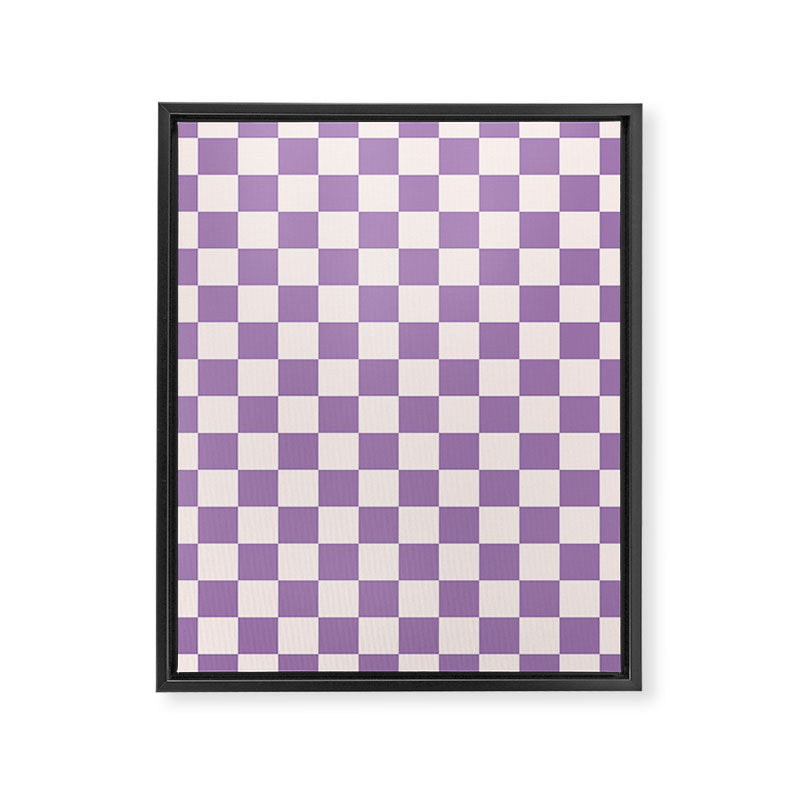 Checkerboard Mini Check Pattern in Light Purple  Framed Canvas Print Gallery Image 8