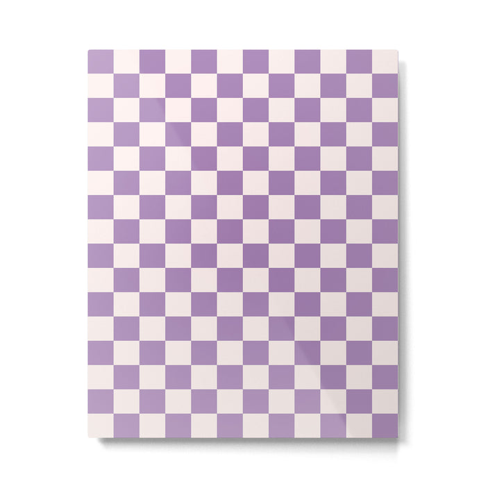 Checkerboard Mini Check Pattern in Light Purple  Metal Print Gallery Image 1