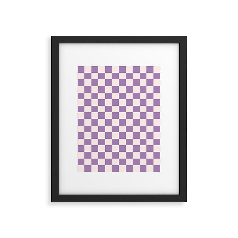 Checkerboard Mini Check Pattern in Light Purple  Framed Art Print Gallery Image 6