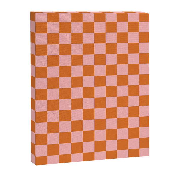 Checkerboard Mini Check Pattern in Pink and Orange Canvas Print Gallery Image 1