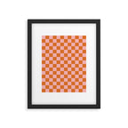 Checkerboard Mini Check Pattern in Pink and Orange Framed Art Print Gallery Image 6