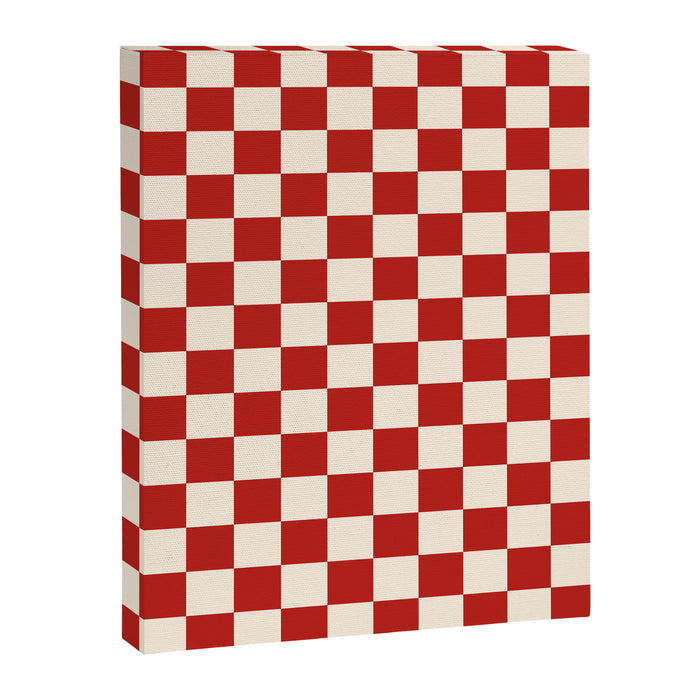 Checkerboard Mini Check Pattern in Retro Red and Cream Canvas Print Gallery Image 1