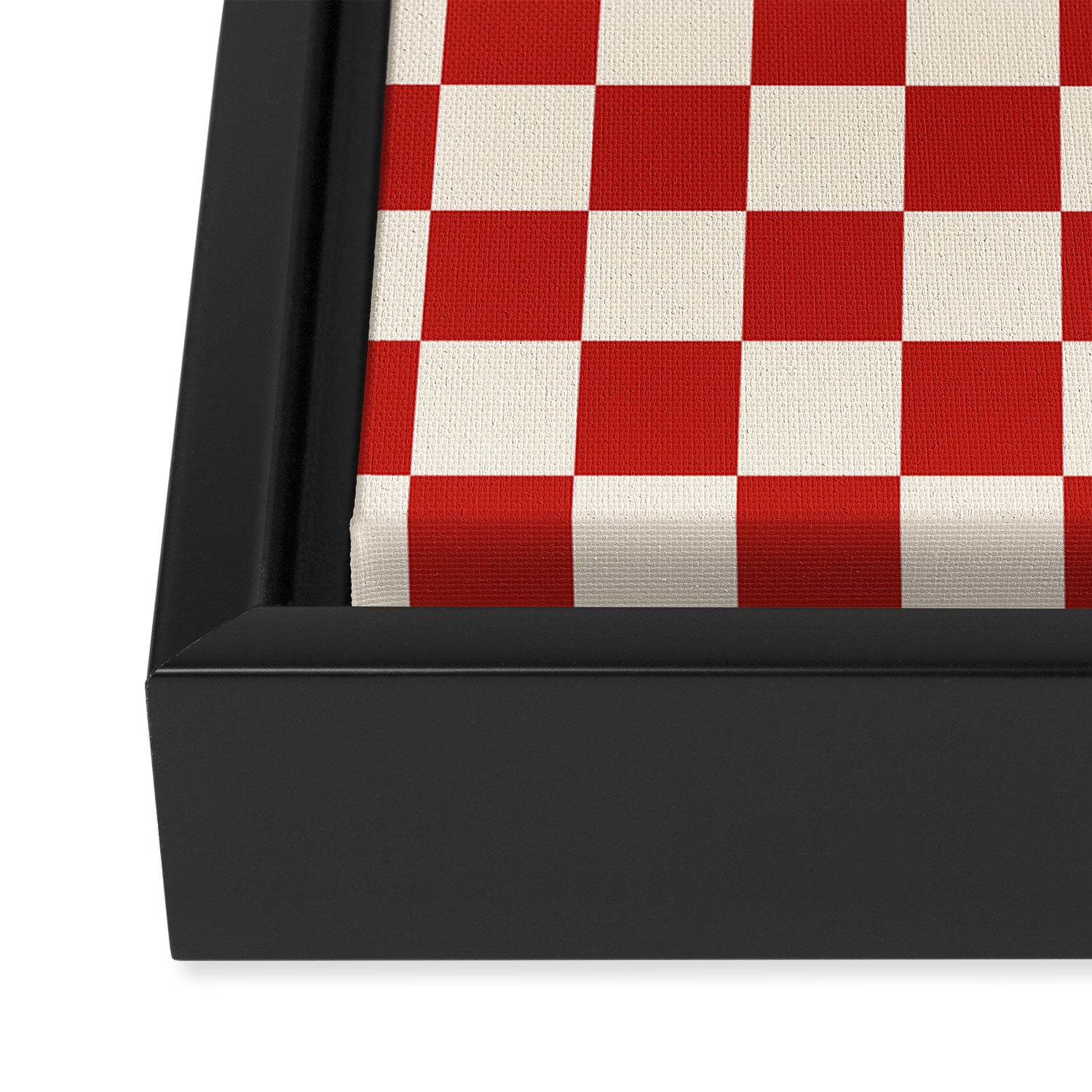 Checkerboard Mini Check Pattern in Retro Red and Cream Framed Canvas Print Gallery Image 3