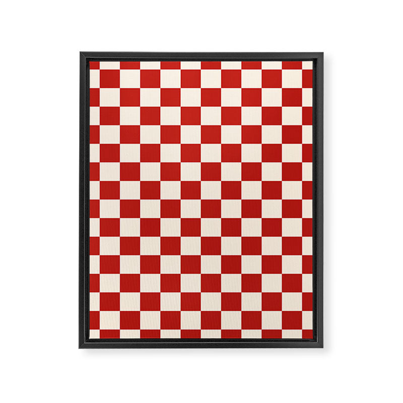 Checkerboard Mini Check Pattern in Retro Red and Cream Framed Canvas Print Gallery Image 8
