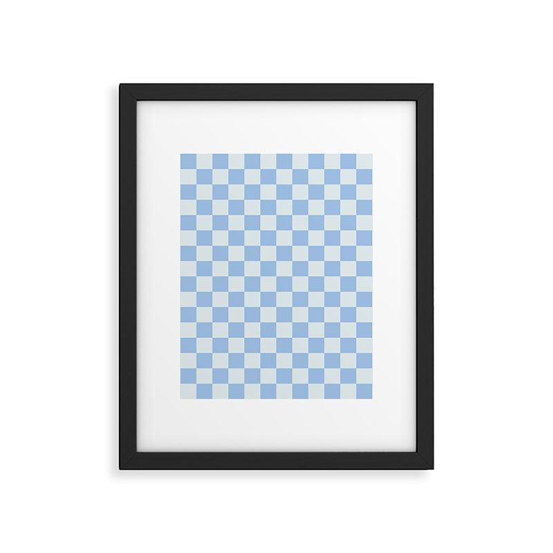 Checkerboard Mini Check Pattern in Powder Blue Framed Art Print Gallery Image 6