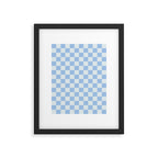 Checkerboard Mini Check Pattern in Powder Blue Framed Art Print Gallery Image 6