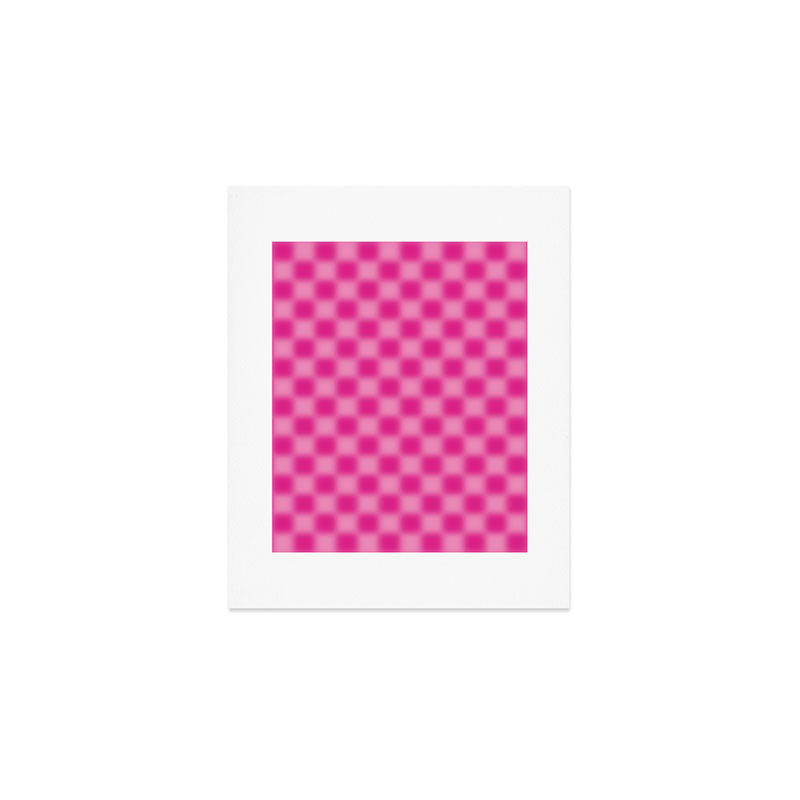 Checkered Blur Hot Pink Blurry Checkered Pattern Art Print Gallery Image 1