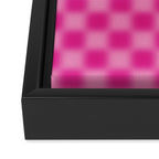 Checkered Blur Hot Pink Blurry Checkered Pattern Framed Canvas Print Gallery Image 3