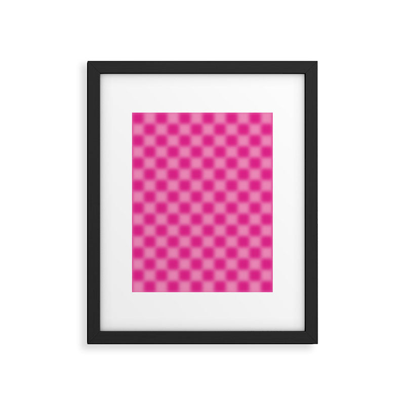 Checkered Blur Hot Pink Blurry Checkered Pattern Framed Art Print Gallery Image 6