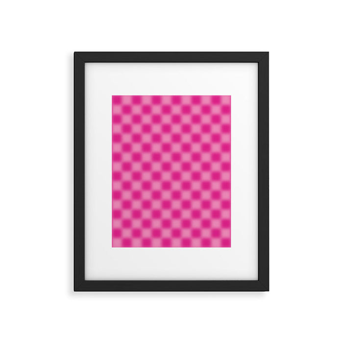 Checkered Blur Hot Pink Blurry Checkered Pattern Framed Art Print Gallery Image 1