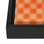 Checkered Blur Orange Blurry Checkered Pattern Framed Canvas Print Gallery Image 3