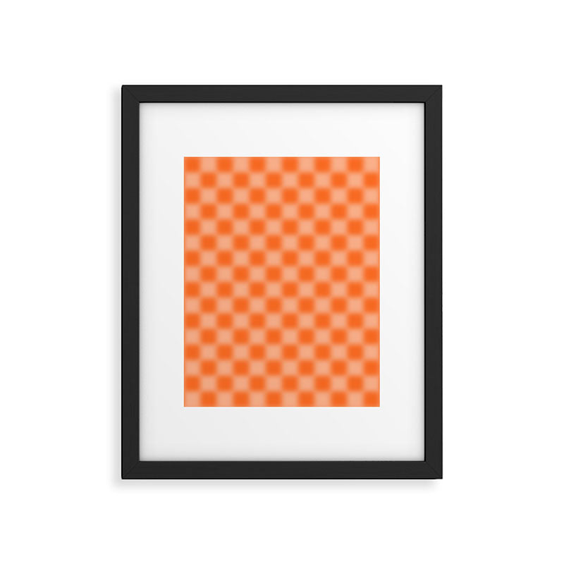 Checkered Blur Orange Blurry Checkered Pattern Framed Art Print Gallery Image 6