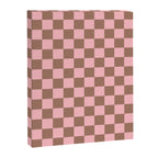 Checkered Check Checkerboard Pattern in Mocha Brown and Light Pink Canvas Print Gallery Image 8