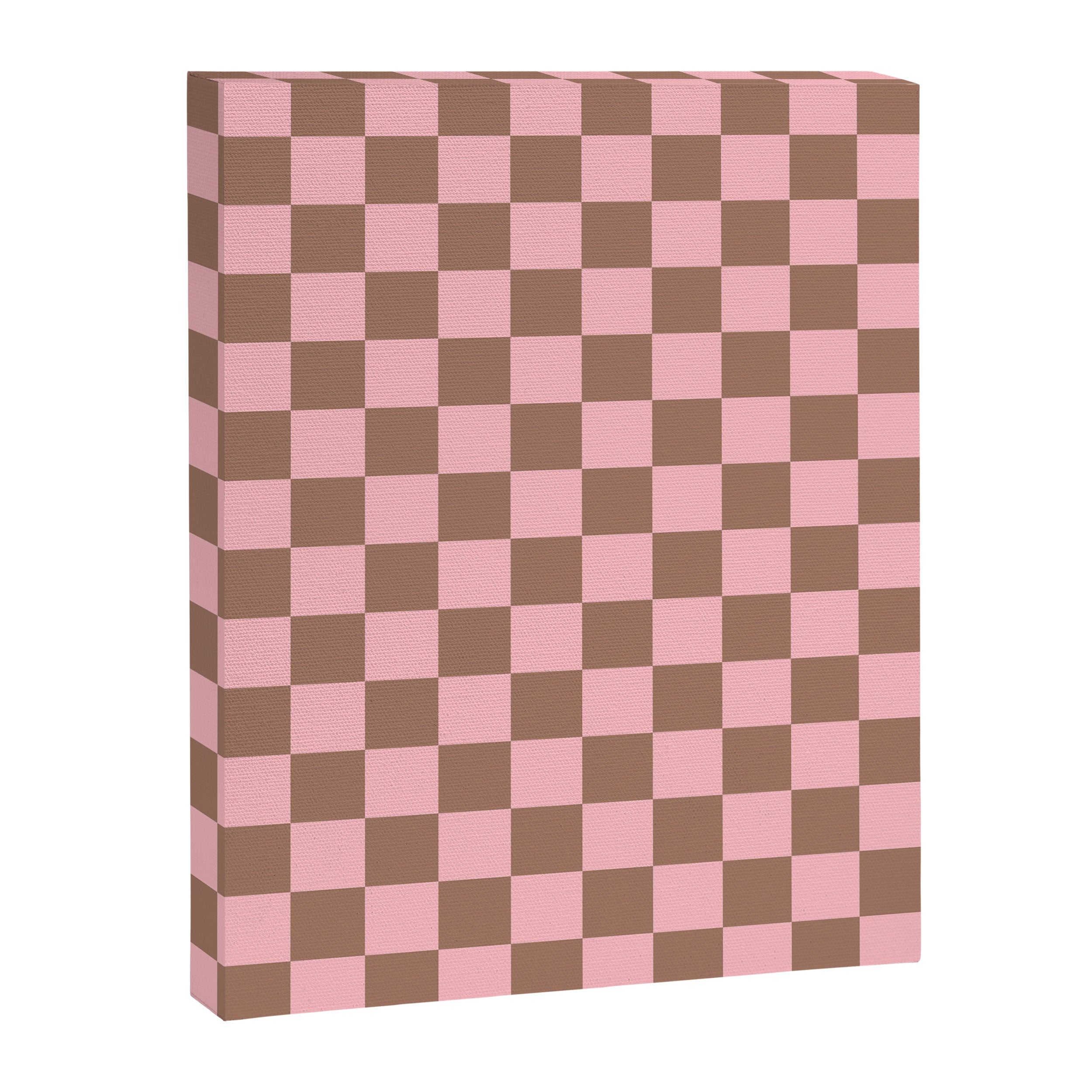 Checkered Check Checkerboard Pattern in Mocha Brown and Light Pink Canvas Print Gallery Image 8