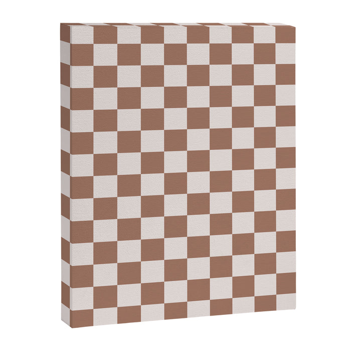 Checkered Check Checkerboard Pattern in Mocha Brown Canvas Print Gallery Image 1