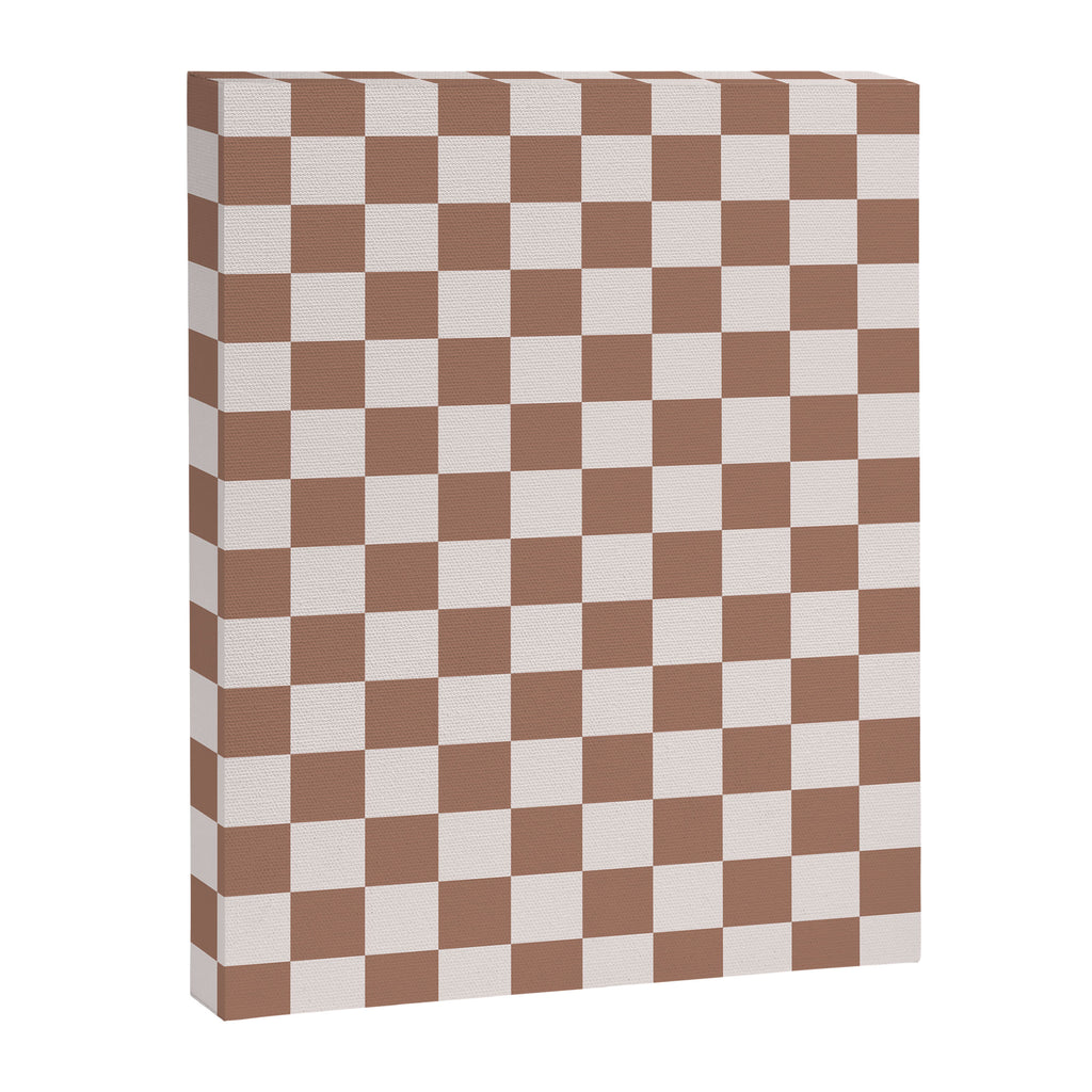 Checkered Check Checkerboard Pattern in Mocha Brown Canvas Print Gallery Image 8