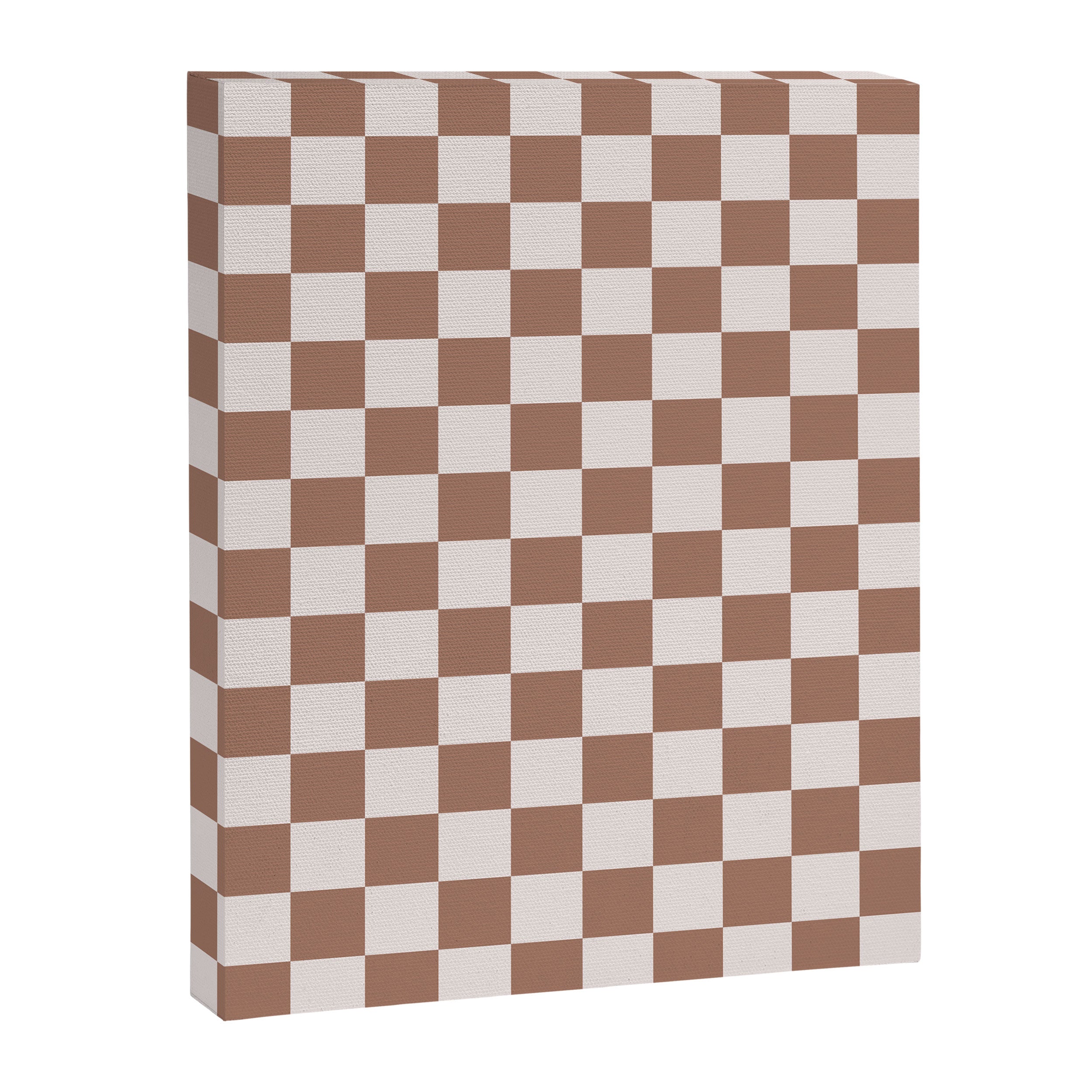 Checkered Check Checkerboard Pattern in Mocha Brown Canvas Print Gallery Image 8