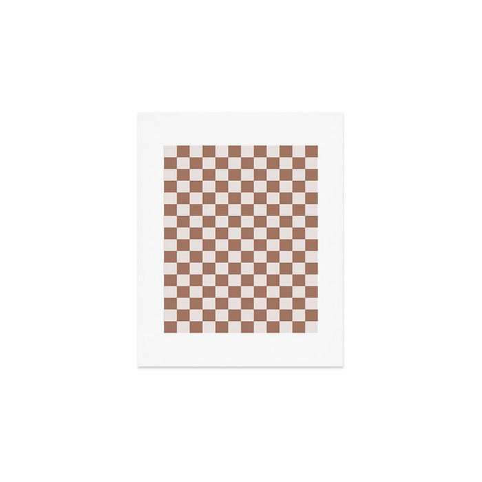 Checkered Check Checkerboard Pattern in Mocha Brown Art Print Gallery Image 1