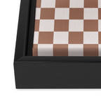 Checkered Check Checkerboard Pattern in Mocha Brown Framed Canvas Print Gallery Image 3