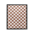 Checkered Check Checkerboard Pattern in Mocha Brown Framed Canvas Print Gallery Image 8