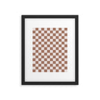 Checkered Check Checkerboard Pattern in Mocha Brown Framed Art Print Gallery Image 6