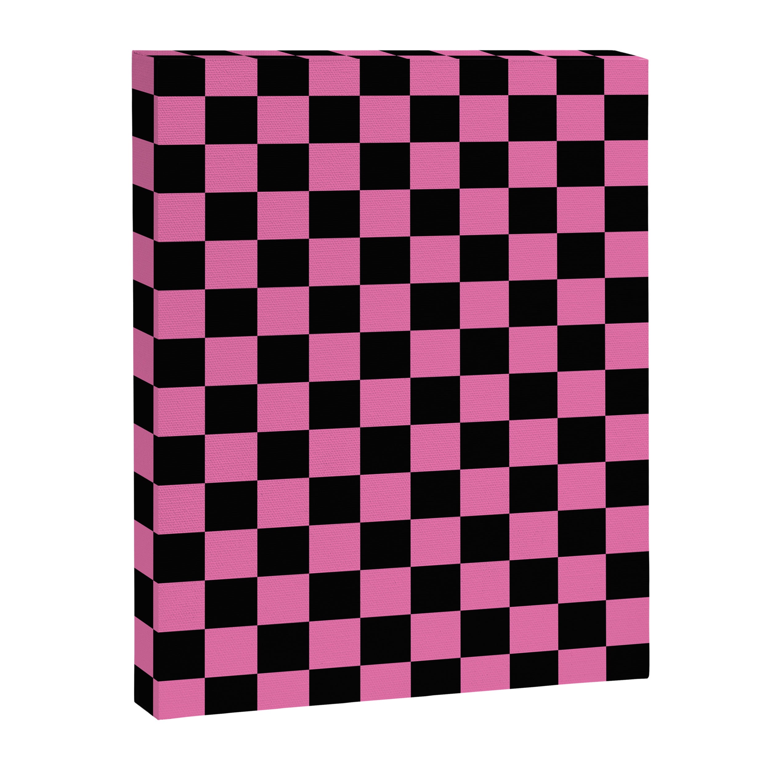 Checkered Checked Check Retro Pattern in Hot Pink and Black Canvas Print Gallery Image 8