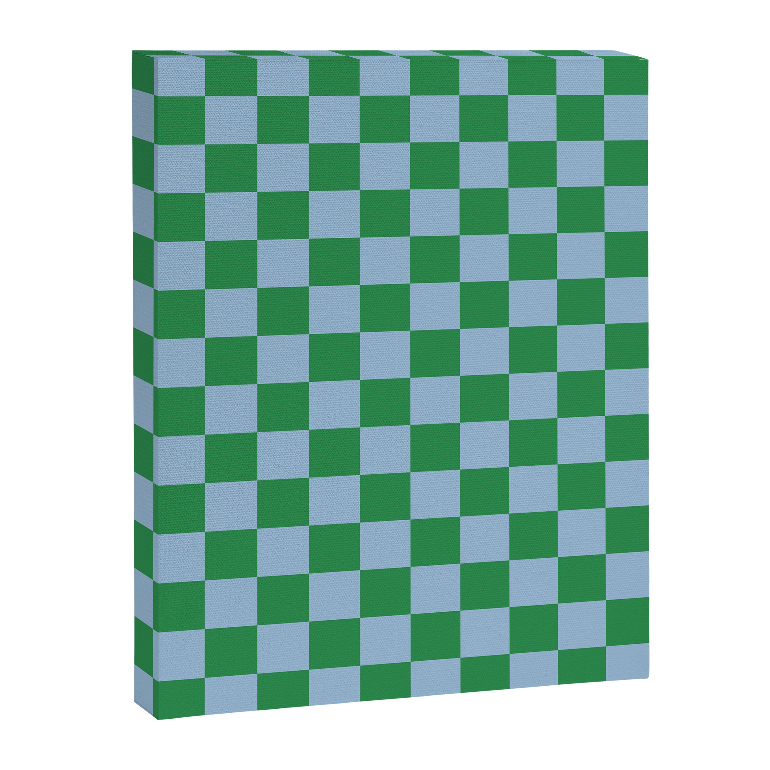 Checkered Checkerboard Check Pattern in Green and Light Blue Canvas Print Gallery Image 8