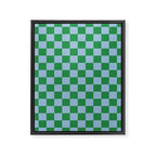 Checkered Checkerboard Check Pattern in Green and Light Blue Framed Canvas Print Gallery Image 8