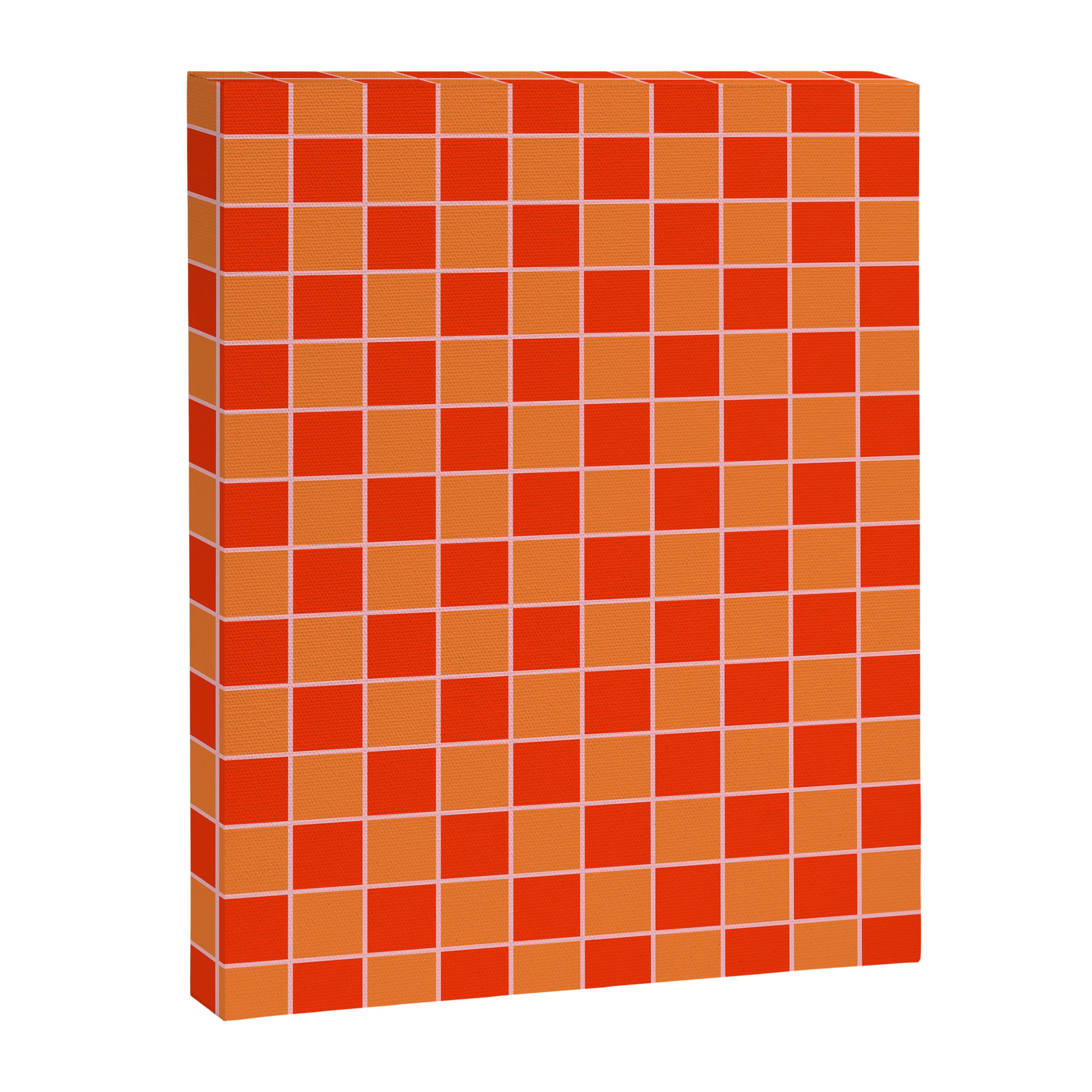 Checkered Grid Retro Contemporary Geometric Check Pattern in Orange Orange Pink Canvas Print Gallery Image 8