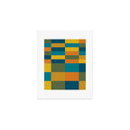 Checkered Multi Check Variable Checked Pattern in Moroccan Blue Olive Teal Mustard Orange Art Print Gallery Image 1