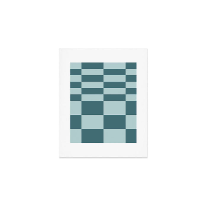 Checkered Multi Check Variable Checked Pattern in Teal Art Print Gallery Image 1