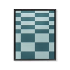 Checkered Multi Check Variable Checked Pattern in Teal Framed Canvas Print Gallery Image 8