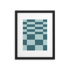 Checkered Multi Check Variable Checked Pattern in Teal Framed Art Print Gallery Image 6