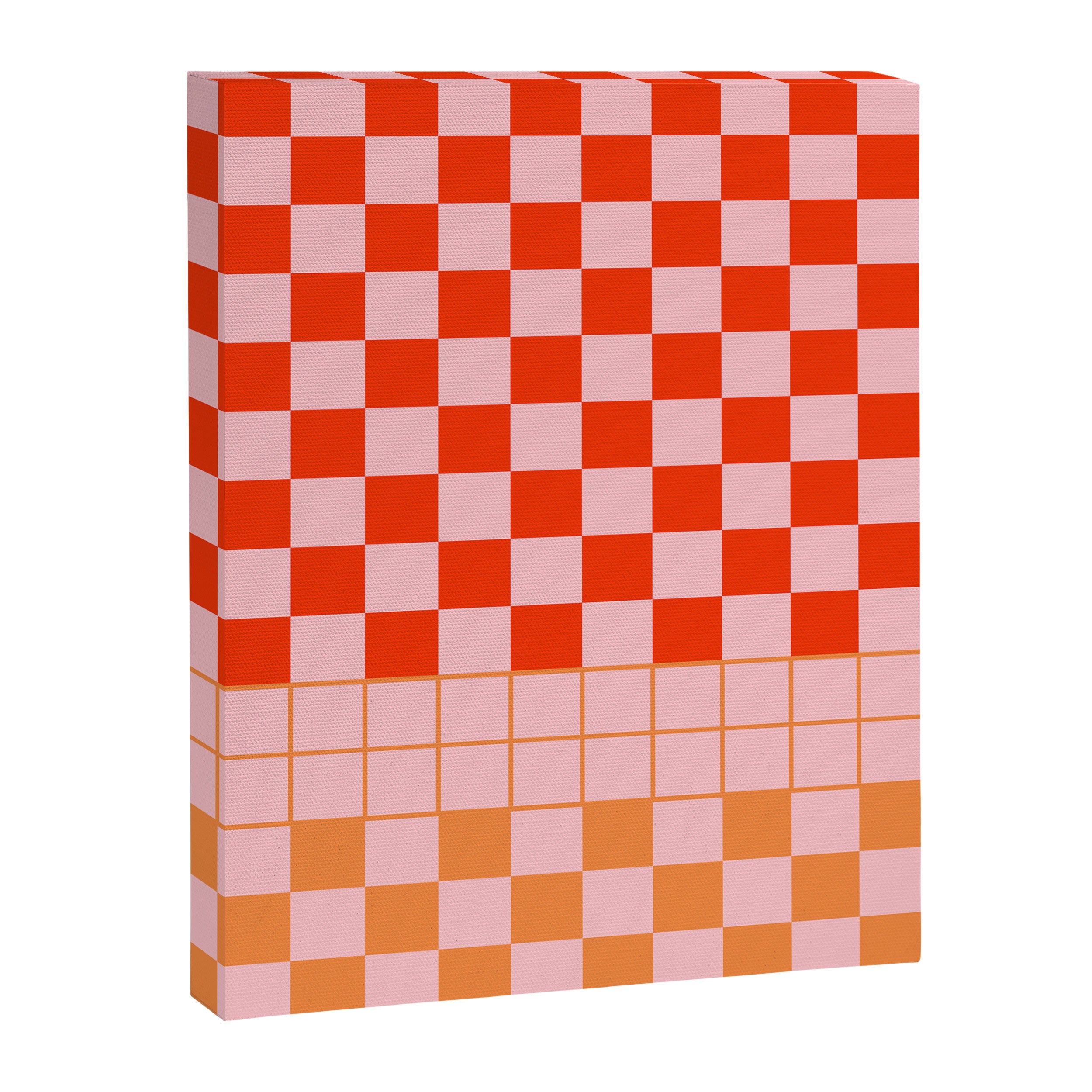 Checkered Triplet Mixed Check Pattern in Orange and Pink Tones Canvas Print Gallery Image 8
