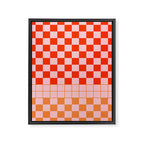 Checkered Triplet Mixed Check Pattern in Orange and Pink Tones Framed Canvas Print Gallery Image 8
