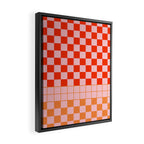 Checkered Triplet Mixed Check Pattern in Orange and Pink Tones Framed Canvas Print Gallery Image 2