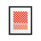 Checkered Triplet Mixed Check Pattern in Orange and Pink Tones Framed Art Print Gallery Image 6