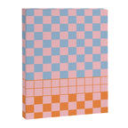 Checkered Triplet Mixed Check Pattern in Pastel Pink and Light Orange Canvas Print Gallery Image 8