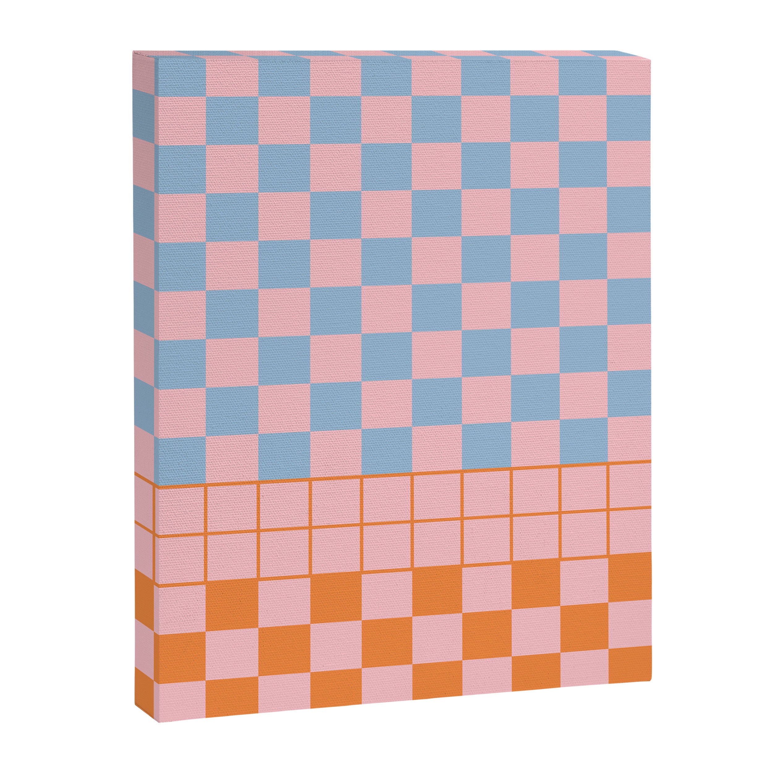 Checkered Triplet Mixed Check Pattern in Pastel Pink and Light Orange Canvas Print Gallery Image 8