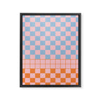 Checkered Triplet Mixed Check Pattern in Pastel Pink and Light Orange Framed Canvas Print Gallery Image 8