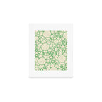 Cheerful Doodle Flowers Green and Cream Pattern Art Print Gallery Image 1