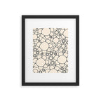 Cheerful Doodle Flowers Pattern in Black and Almond Cream Framed Art Print Gallery Image 6