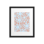 Cheerful Doodle Flowers Pattern in Ice Blue and Orange Framed Art Print Gallery Image 6