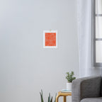 Cheerful Doodle Flowers Pattern in Orange and Ice Blue Art Print Gallery Image 3