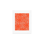Cheerful Doodle Flowers Pattern in Orange and Ice Blue Art Print Gallery Image 1
