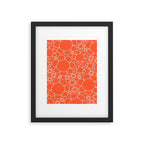 Cheerful Doodle Flowers Pattern in Orange and Ice Blue Framed Art Print Gallery Image 6