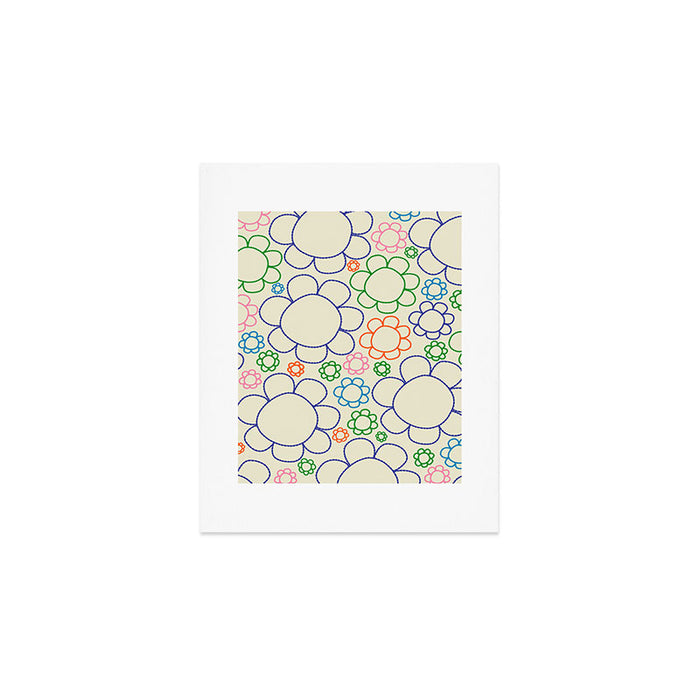 Cheerful Doodle Flowers Retro Floral Pattern Art Print Gallery Image 1