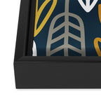 Cheerful Garden Minimalist Pattern in Light Mustard, Dark Mustard, White, Gray, and Navy Blue Framed Canvas Print Gallery Image 3